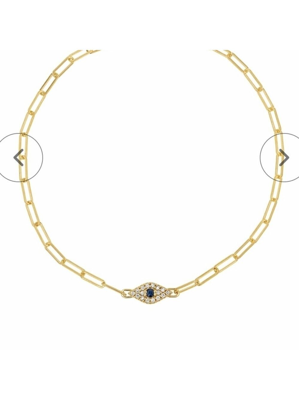 New Diamond Evil Eye Paperclip Bracelet - Picture 3 of 4